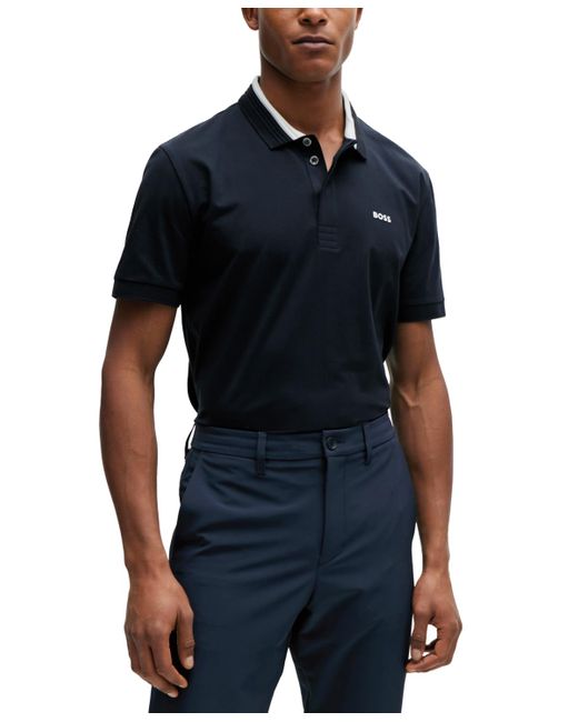 BOSS by HUGO BOSS Boss By 3d-stripe Collar Regular-fit Polo Shirt in Blue  for Men | Lyst