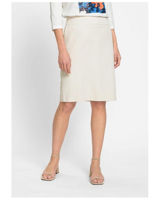 Olsen White Flat Front Business Skirt