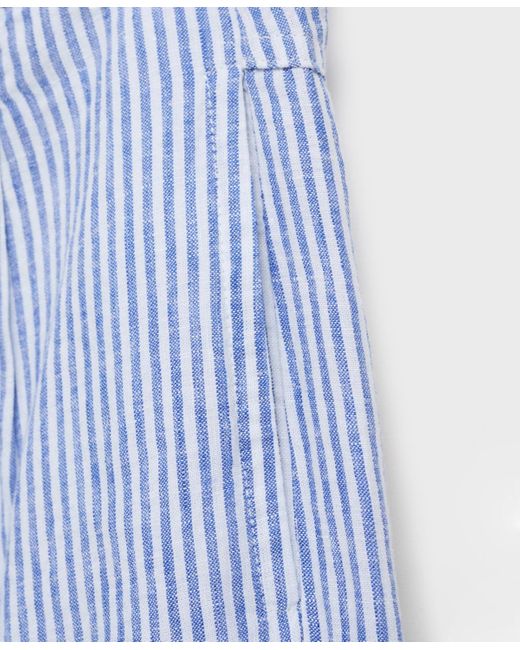 Mango Blue Striped Linen-blend Trousers Pants