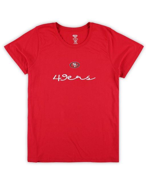 Concepts Sport Red San Francisco 49ers Plus Size Script T-shirt And Pants Sleep Set
