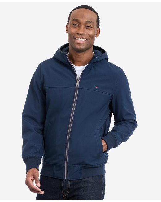 Tommy Hilfiger Blue Hooded Softshell Jacket for men