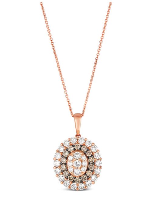 Le Vian Metallic Chocolate Diamond & Nude Diamond Oval Halo Adjustable 20" Pendant Necklace (1-1/2 Ct. T.w.