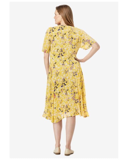 Woman Within Yellow Plus Size Within Short Crinkle Dress