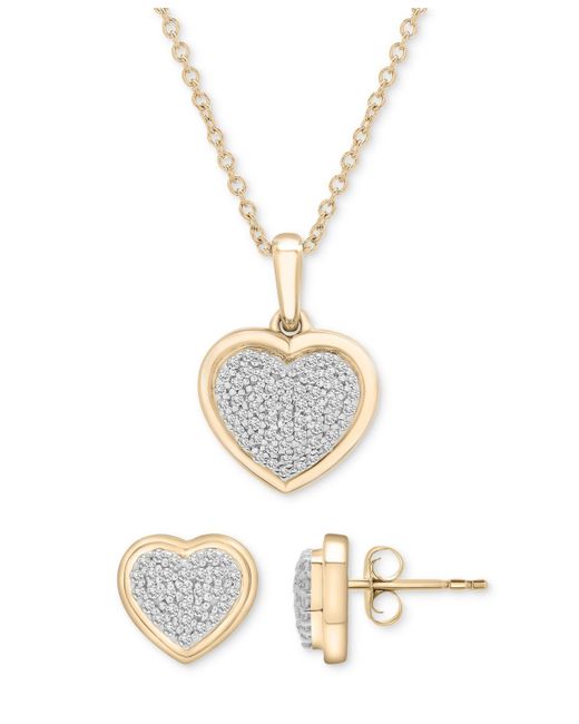 Macy's White 2-pc. Set Diamond Heart Pendant Necklace & Earrings (1/3 Ct. T.w.