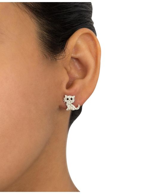 Giani Bernini Metallic Pave Crystal Cat Stud Earrings Set