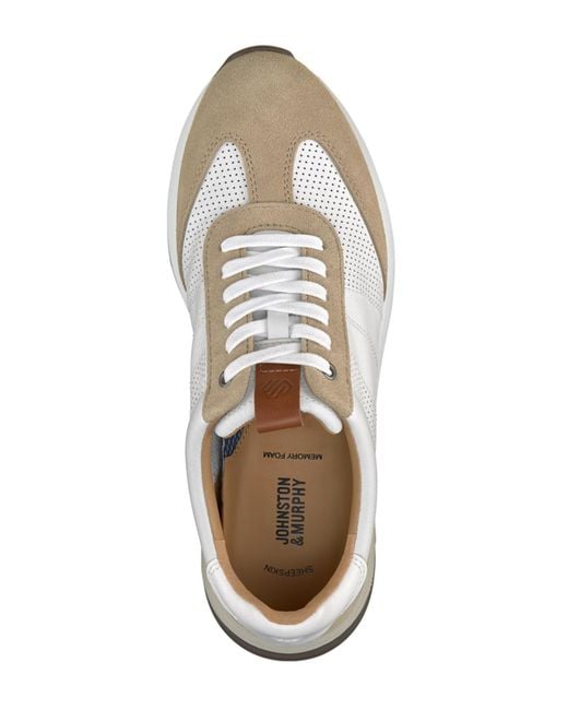 Johnston & Murphy White Kinnon T-toe Sneakers for men