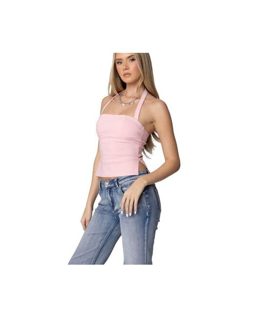 Edikted Pink Dara Halter Top