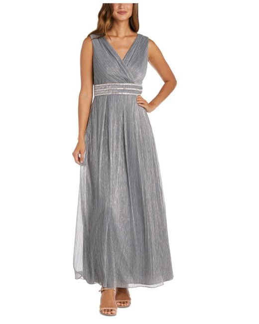 R & M Richards Rhinestoneembellished Gown in Gray Lyst