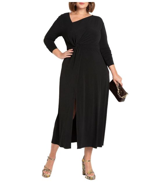 Eloquii Black Plus Size Twist Detail Fit And Flare