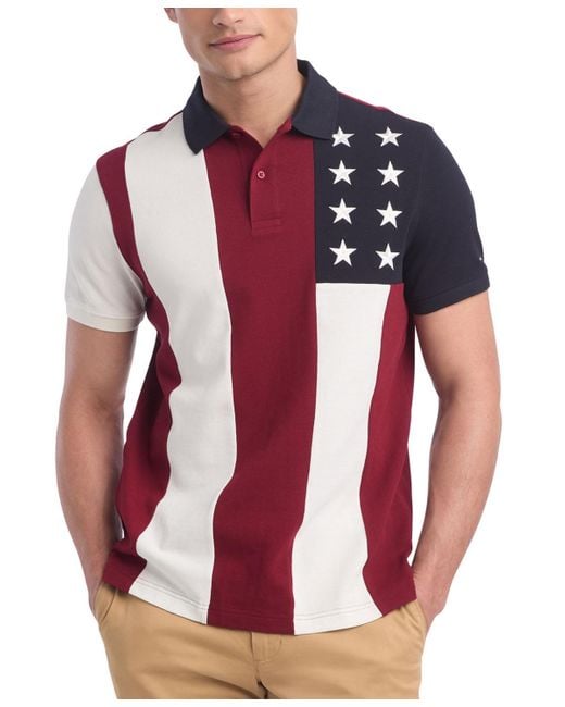 Tommy Hilfiger Red Americana Flag Polo Shirt for men