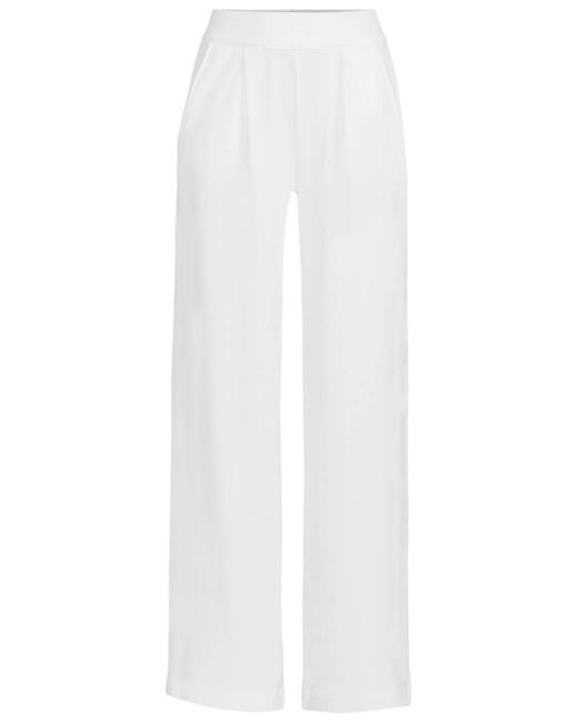 Lands' End White Sport Knit High Rise Pleated Wide Leg Pants