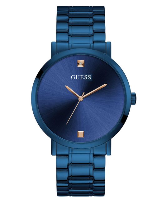 Guess Diamond-accent Blue Stainless Steel Bracelet Watch 44mm for men