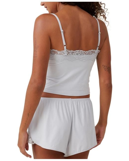 Cotton On White Soft Lounge Lace Trim Cami Top