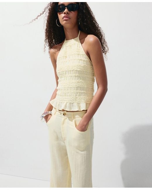 Mango Natural Balloon Crinkle Pants