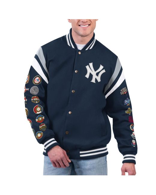 G-III 4Her by Carl Banks Blue New York Yankees Quick Full-snap Varsity Jacket for men