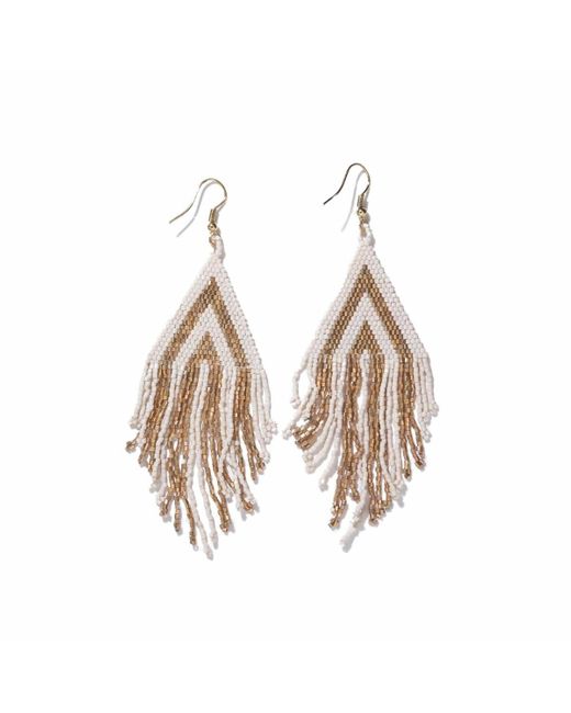 INK+ALLOY White Ink+alloy Haley Stacked Triangle Beaded Fringe Earrings Gold