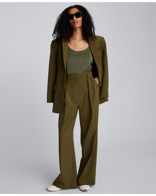Kenneth Cole Green High-rise Pleat Detail Pants