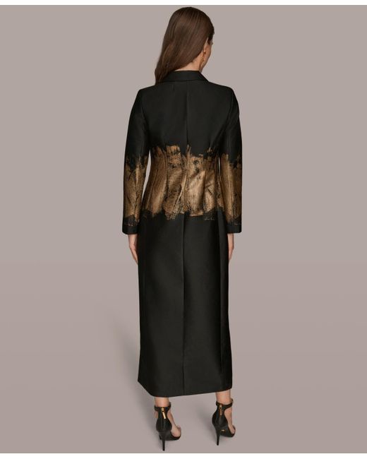 Donna Karan Women's Brown Long Sleeve Jacquard Coat Dress