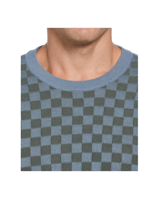 Perry Ellis Blue Short Sleeve Geo Pattern Sweater for men