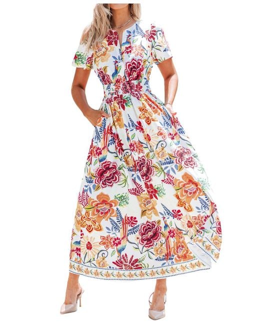 CUPSHE White Floral Print Maxi Beach Dress