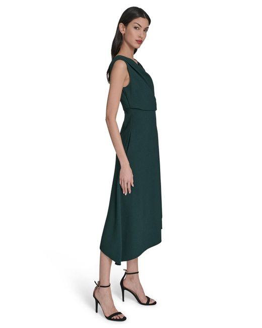 Vince Camuto Green Signature Stretch Crepe Midi Dress