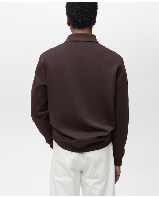 Mango Brown Regular-fit Cotton Zipper Sweatshirt for men