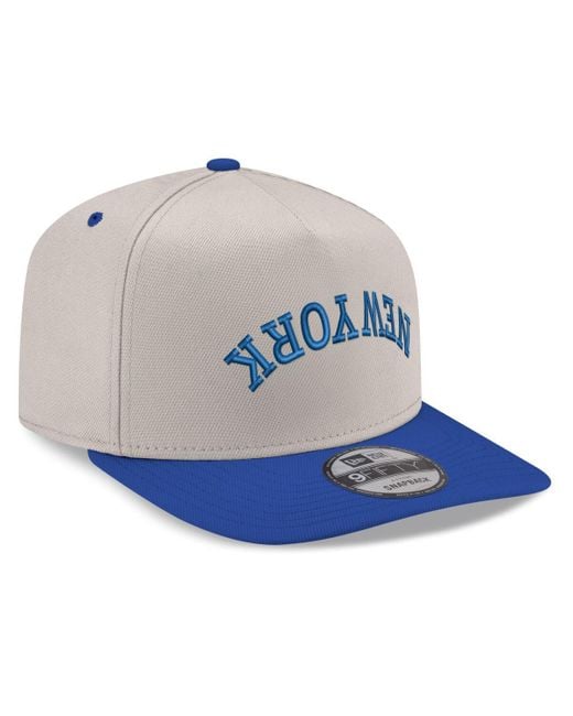 KTZ Blue Cream/royal New York Mets Upside Down City Name A-frame 9fifty Snapback Hat for men