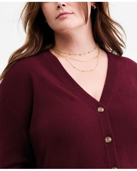 Charter Club Red Plus Size 100% Cashmere Button-front Cardigan