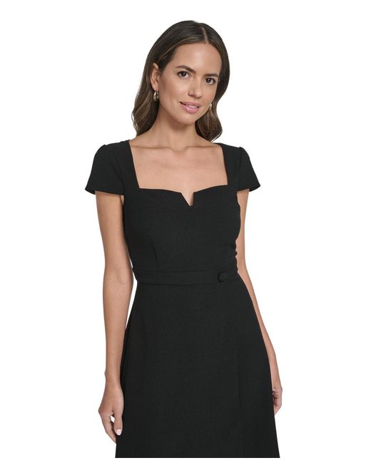 Vince Camuto Signature Stretch Cap Sleeve Fit And Flare Dress in White |  Lyst