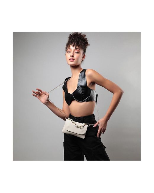 Haute Sauce White Textured Chainlink Sling Bag