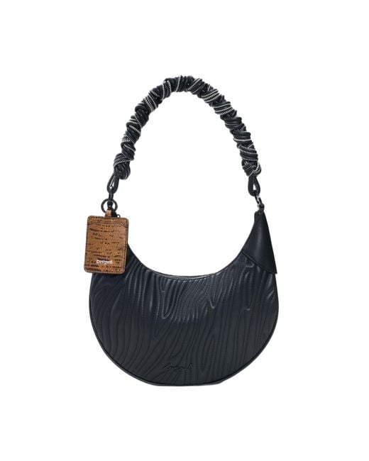 Desigual Blue Medium Oval Embossed Bag, Polyurethane