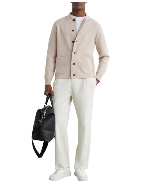 Reiss White Collared Button-through Cardigan for men