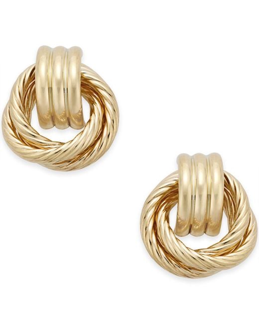 Macy's Metallic Textured Door Knocker Earrings In 14k Gold