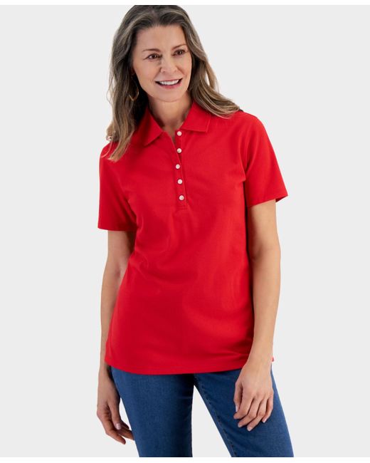 Style & Co. Red Short-sleeve Cotton Polo Shirt