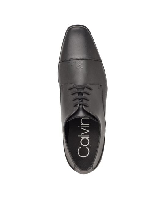 Calvin Klein Black Bram Leather Cap Toe Oxfords for men