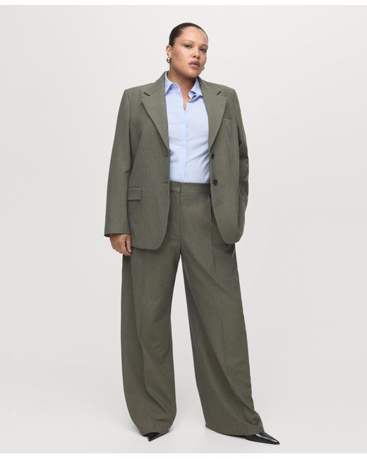 Mango Green Flap Pockets Suit Blazer