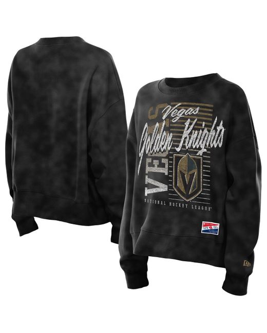KTZ Black Vegas Golden Knights Oversized Throwback Mineral Wash Sweatshirt