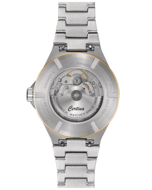 Certina Gray Swiss Automatic Ds-7 Powermatic 80 Two-tone Stainless Steel Bracelet Watch 39mm