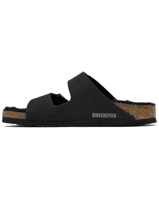 Birkenstock Black Arizona Shearling Microfiber Sandals From Finish Line