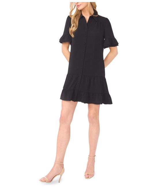 Cece Women's Black Double Ruffle Sleeve Collared Mini Dress -  www.rajagirimanappuram.com