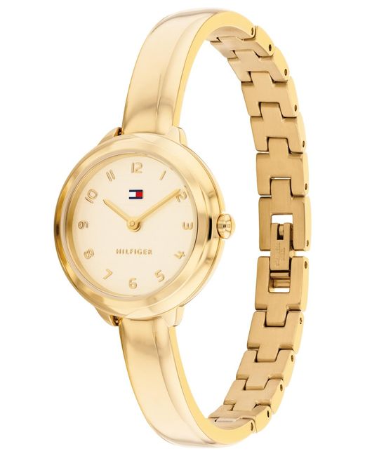 Tommy Hilfiger White Quartz Tone Stainless Steel Bangle Bracelet Watch