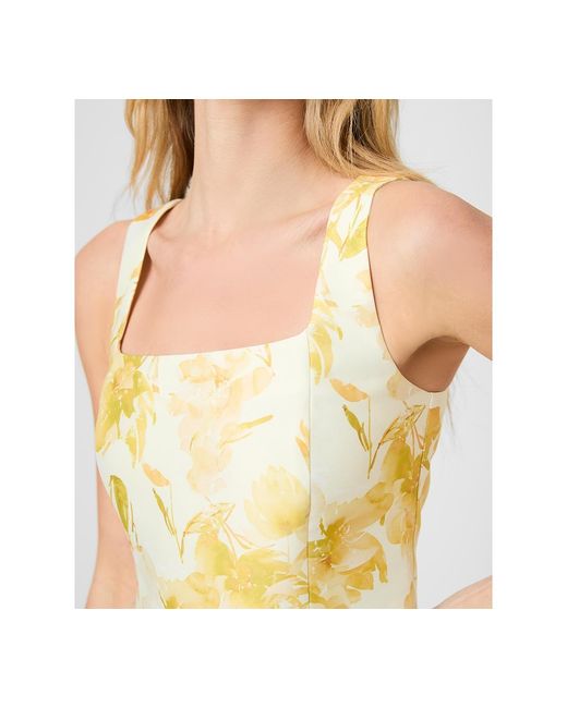 French Connection Yellow Printed Cropped Top