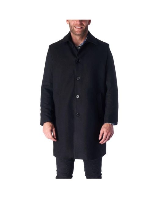 Alpine Swiss Blue Orson Wool Blend Top Coat Winter Car Coat Long Tailored Jacket for men