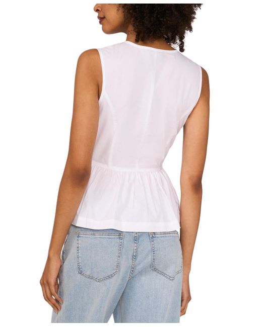 1.STATE White Sleeveless Cotton Pintucked Blouse