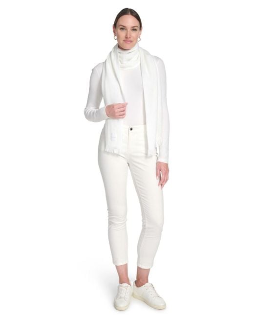Calvin Klein White Super Soft Fringe Detail Scarf