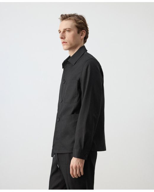 Mango Black Pockets Lyocell Cotton Jacket for men
