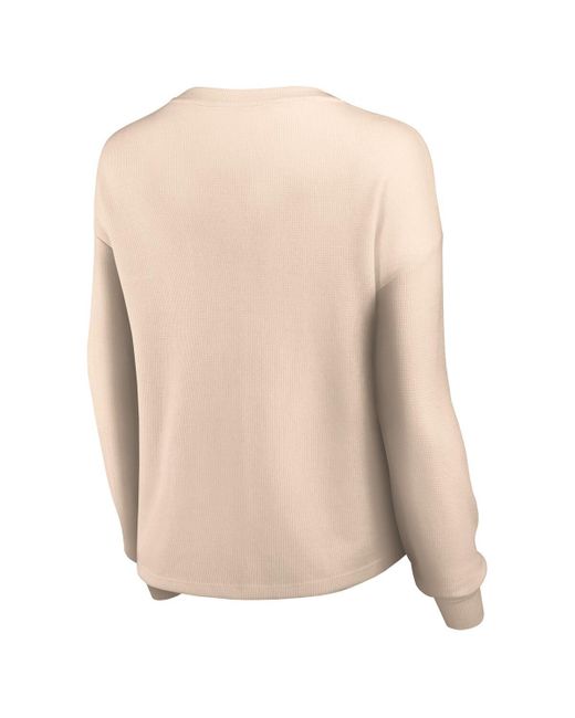 Fanatics Natural Distressed Los Angeles Rams Go For It Notch Neck Waffle Knit Long Sleeve T-shirt
