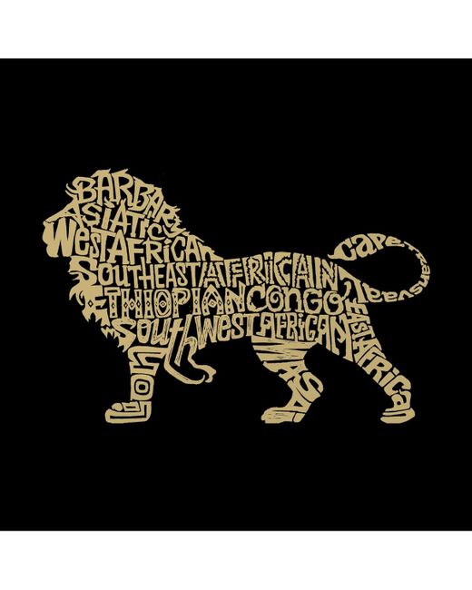 LA Pop Art Black Lion Raglan Word Art T-shirt for men