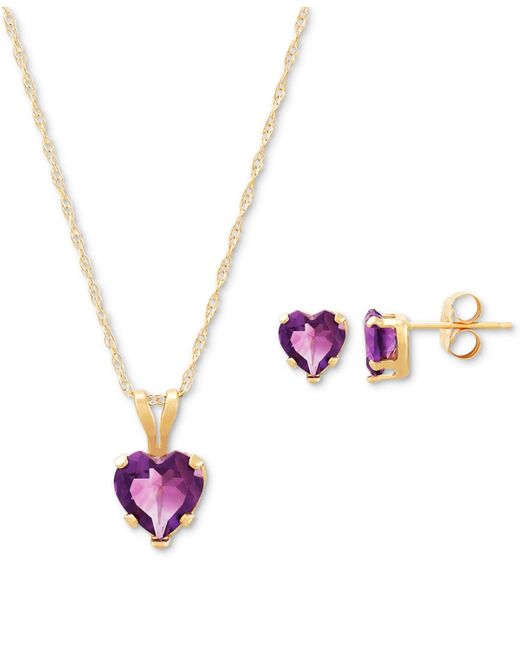 Macy's Pink 2-pc. Set Lab-created White Topaz Heart Pendant Necklace & Matching Stud Earrings (2-3/4 Ct. T.w.
