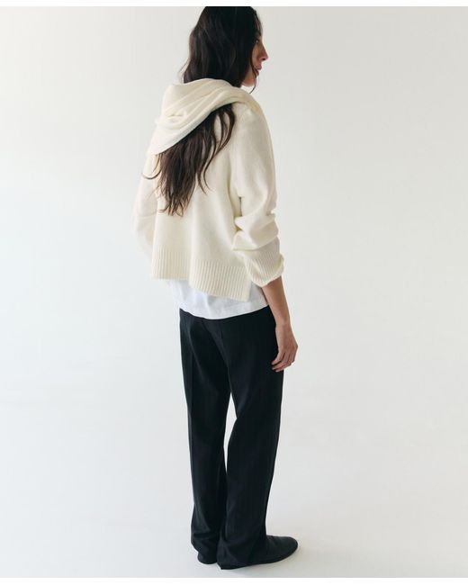 Mango White Scarf Knitted Sweater
